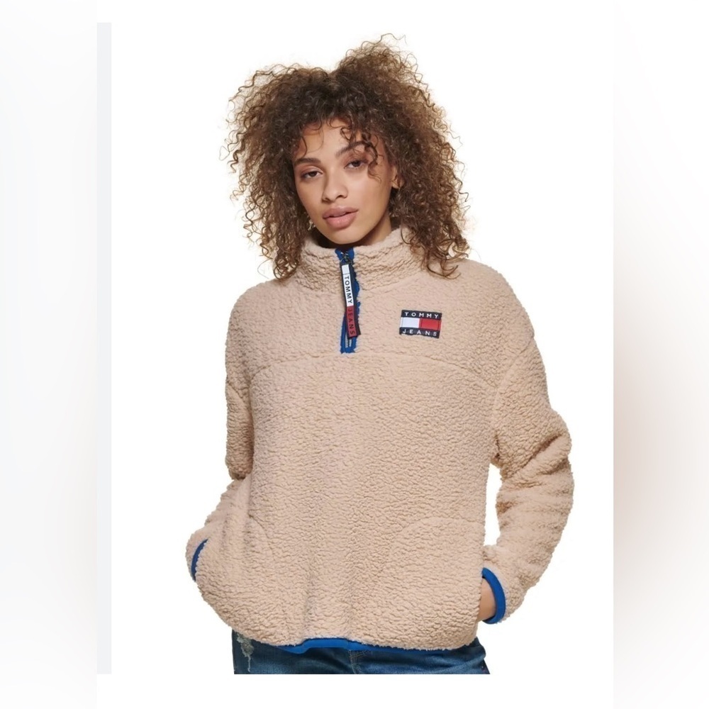Tommy  Hilfiger Jeans 1/4 Zip Fleece Sherpa Women’s Size Medium